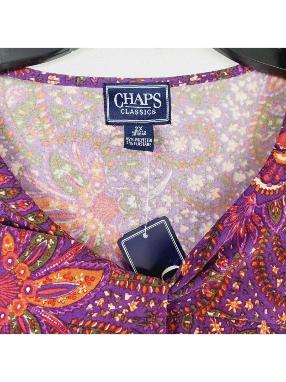 Chaps Womans Plus Size 2 2x Pink floral shirt Top NWT - Picture 2 of 4